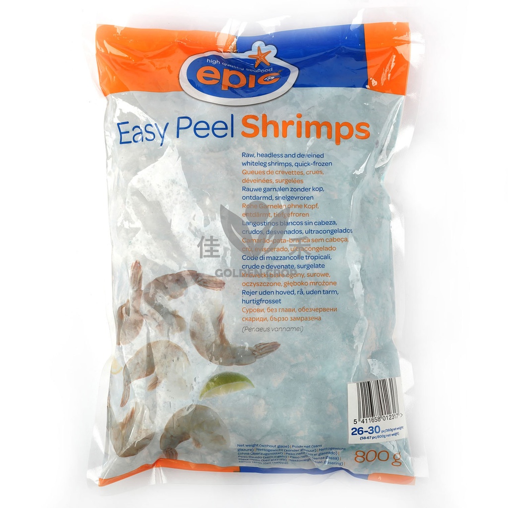EPIC 26/30 Vannamei Shrimps Raw & Peeled 800g