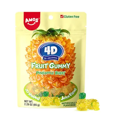 AMOS 4D Gummy Juicy Burst Pineapple 65g